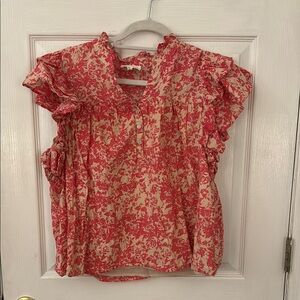 &Merci Pink and White Floral Top - Size L